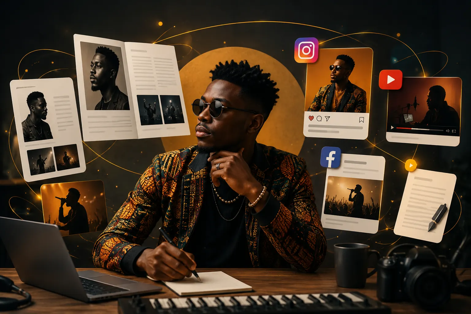 Artiste africain qui gère sa carrière musicale : presse, réseaux sociaux et concerts
